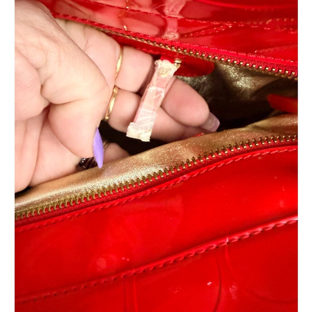 Kate Spade Red Patent Leather Tote Bag Large Glossy Shoulder Bag NWOT - Picture 9 of 10